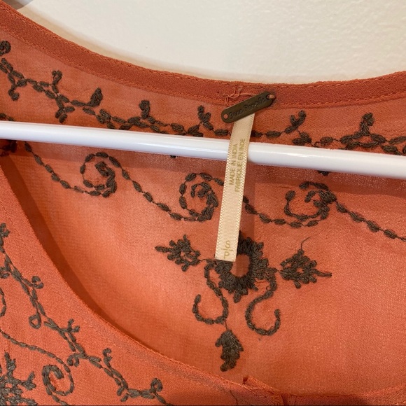 Free People embroidered burnt orange top - Picture 6 of 10